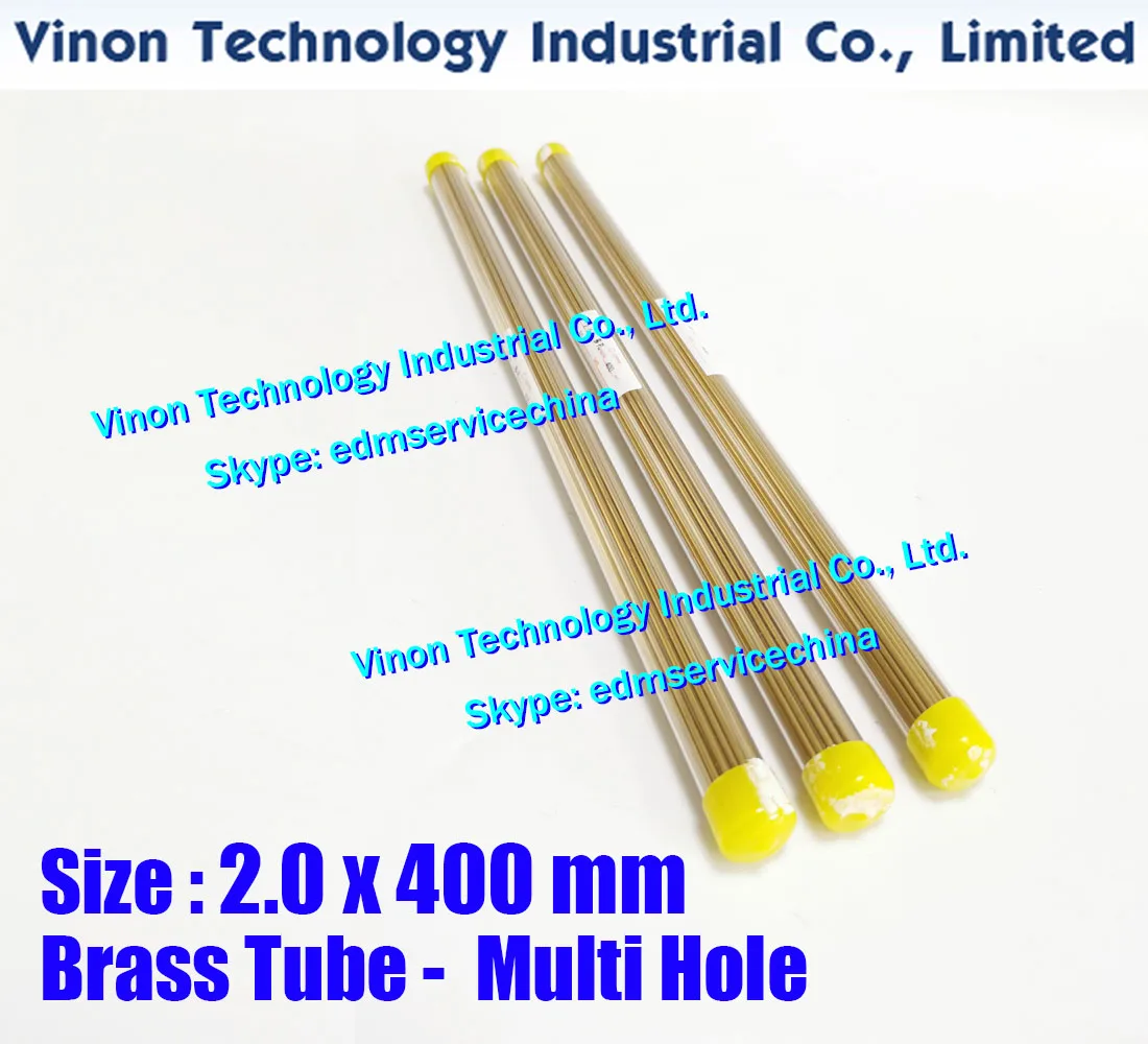 (50PCS/LOT) 2.0x400mm Brass Tube Multihole, Brass EDM Tubing Electrode Multichannel Dia. 2.0 x 400 Long for Electric Discharge