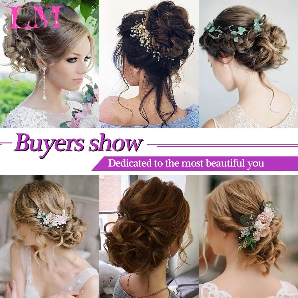 LM Messy Hair Bun Clip in Hair Extension 2 Plastikowy grzebień Krótkie kręcone włosy Chignon Syntetyczny roztrzepany kok dla kobiet Ślub