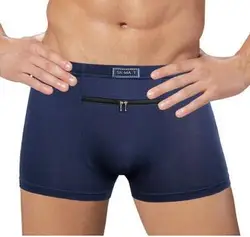 Dropshipping cueca masculina anti-roubo grandes bolsos boxer quatro quartos anti-roubo cuecas, único zíperes calcinha