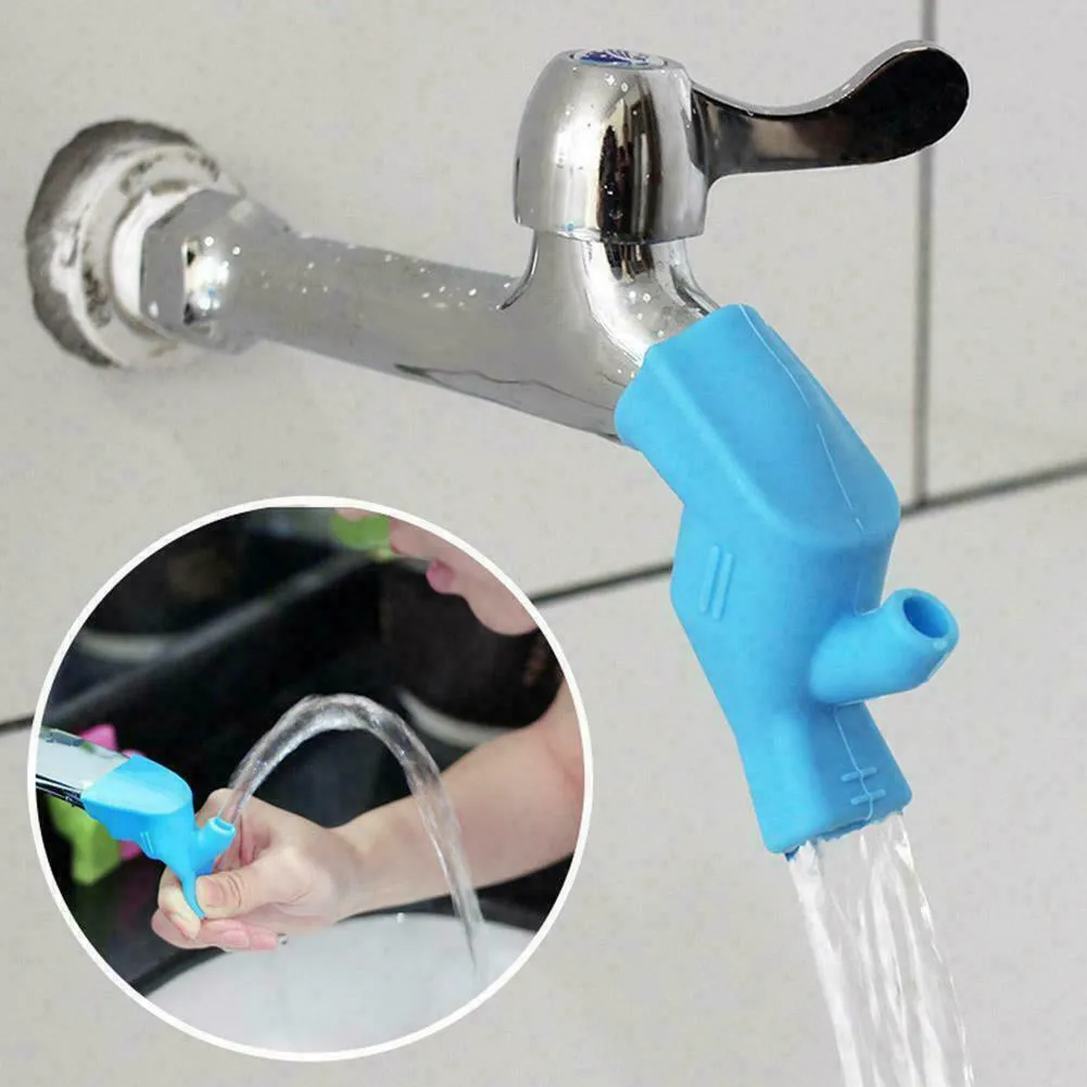 2pcs Faucet Extender Silicone Kitchen Water-Saving Removable Extension Tap Filter Nozzle Two Water Outlets Kitchen Bathroom Tool