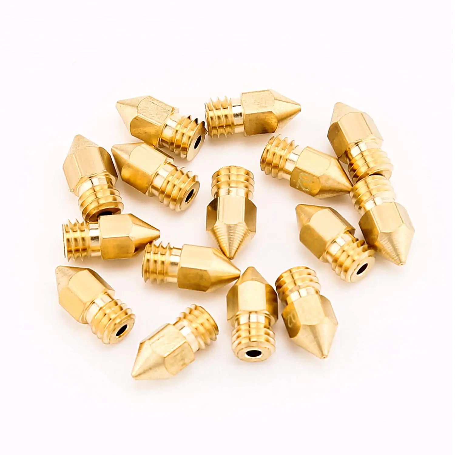 Aokin 100pcs Mk8 Brass 3D Printer Nozzle 0.2/0.3/0.4/0.5/0.6/0.8/1.0MM 1.75mm Copper Threaded Extruder Mk8 3D Printer Parts