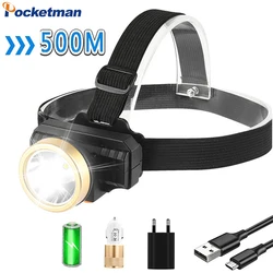 200W Most Powerful LED Headlamp USB Rechargeable Headlight Waterproof Head Lamp Built-in Battery Head Torch Head Flashlight