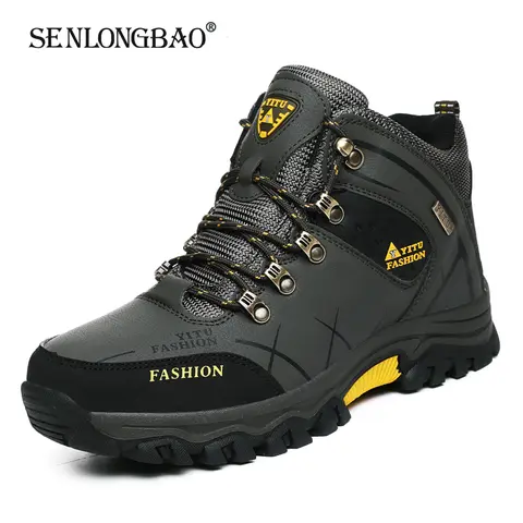 Waterproof Leather Winter Snow Boots Men SENLONGBAO