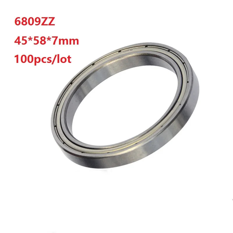 

100pcs/lot 6809ZZ 6809 ZZ 45*58*7mm Double metal cover Deep Groove Ball Bearing Thin Wall Deep Groove Ball bearing 45×58×7mm