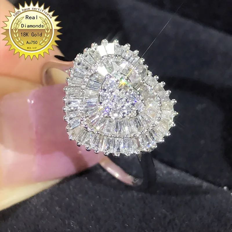 18k white gold ring Natural Real 0.5ct Diamond Ring Engagement&Wedding Jewellery have certificate 0020