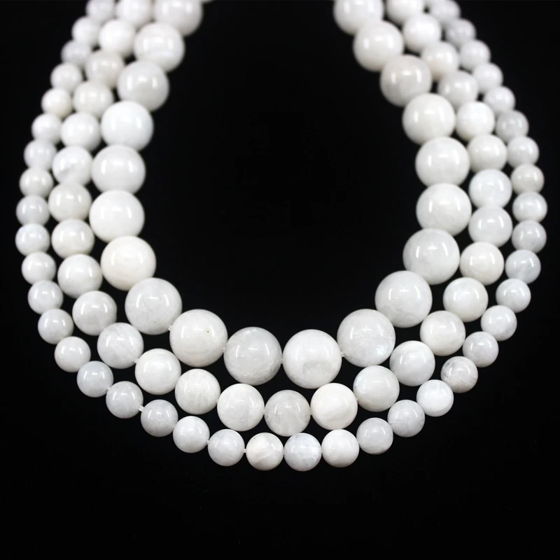 Natural White Moonstone Round Loose Beads Strand 6/8/10MM For Jewelry DIY Making Necklace Bracelet