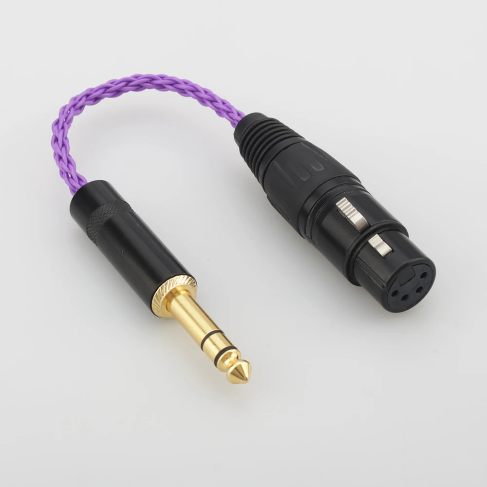 

HIFI 6.35mm 1/4 Male to 4-Pin XLR Female Balanced Connect TRS Audio Adapter Cable 6.35mm to XLR Silver Plated Connector