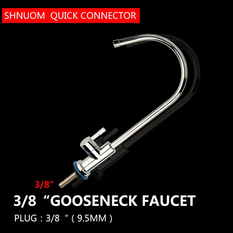 Gooseneck Water Purifier Faucet Reverse Osmosis Drinking Water Filter Faucet Chrome Plating 3/8\