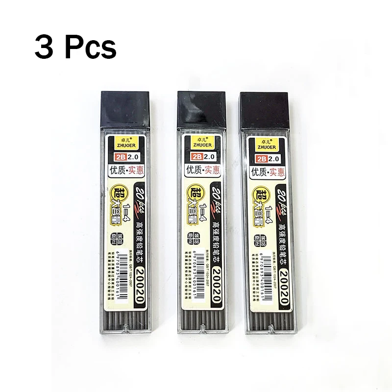 3Pcs Sale Promotion Plastic Automatic Pencil Box 2.0mm Graphite Lead 2b Mechanical Pencil Refill