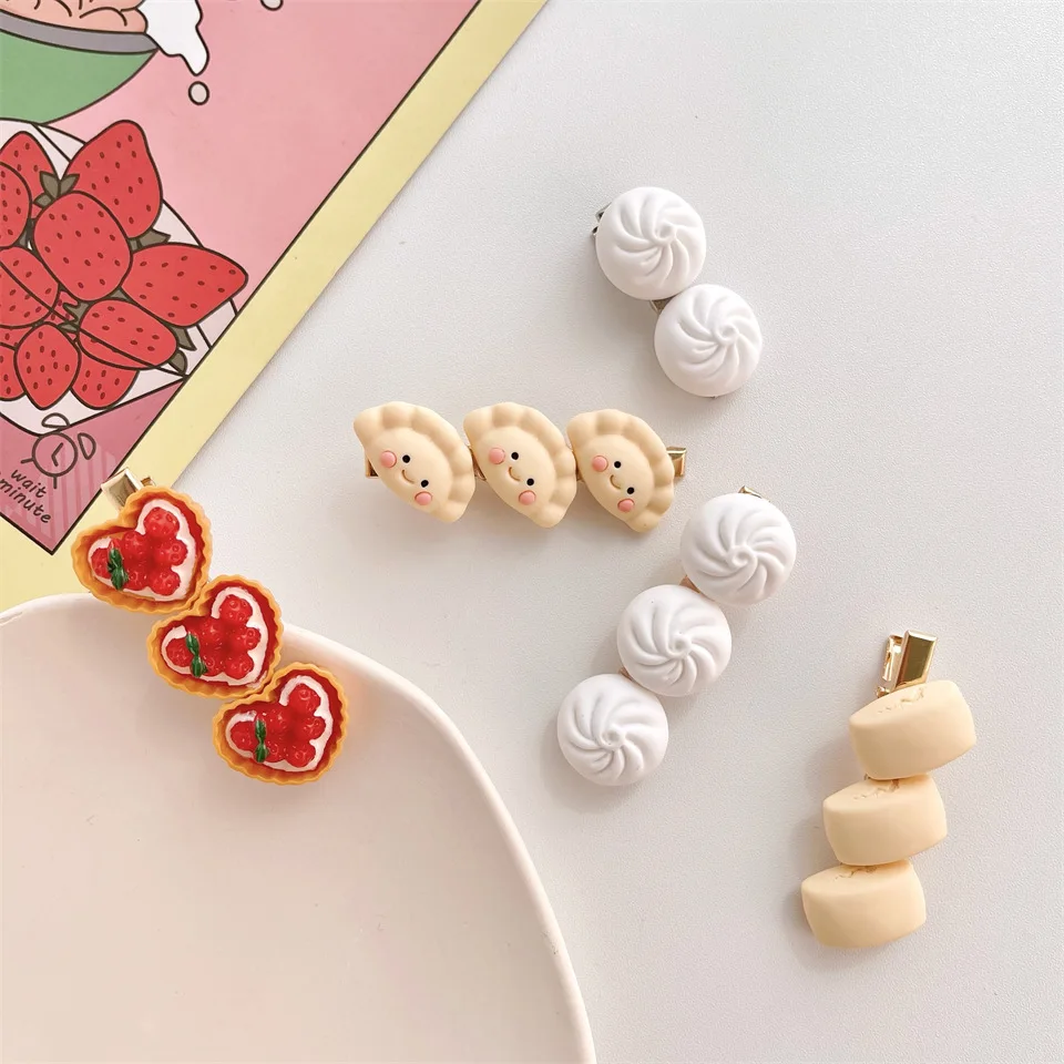 Funny Food Hairpin Cute Cartoon Steamed Stuffed Bun Dumplings Hairpin Bangs Broken Hairpin Hair Accessories