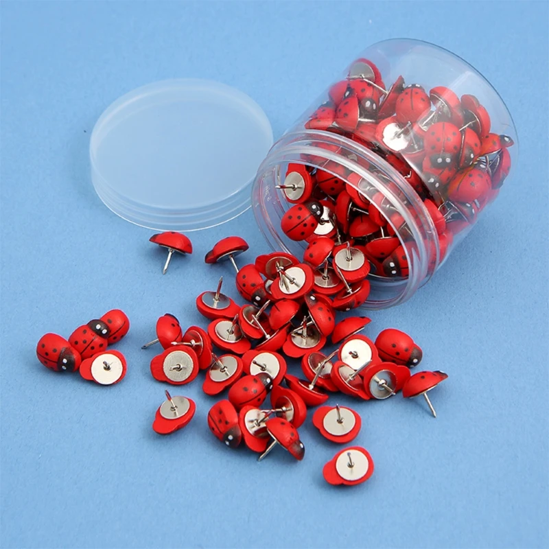 2023 New 50pcs Cute Ladybug Bee Style Pushpins Decorative Thumb Tacks Photo File Map Pushpins Photo Wall Decoration Supplies