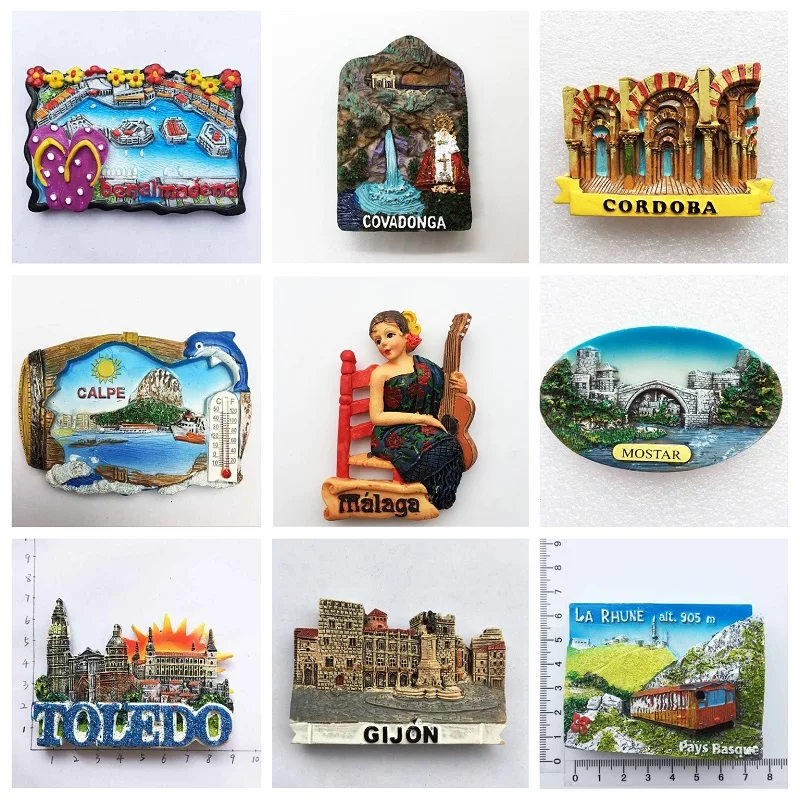 Fridge Magnets Souvenir World Cultural Heritage 3D Mosque Cordoba Spain Resin Refrigerator Magnetic Sticker Crafts Kitchen Decor