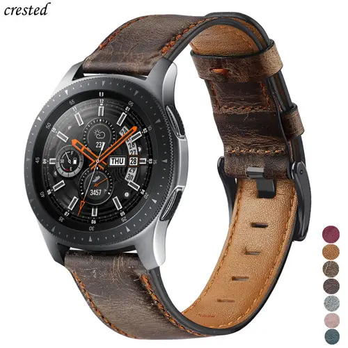 Correa de cuero genuino para samsung Galaxy watch 3, pulsera de 45mm/46mm/Gear S3 frontier de 22mm, Huawei watch gt-2-2e-pro de 46mm