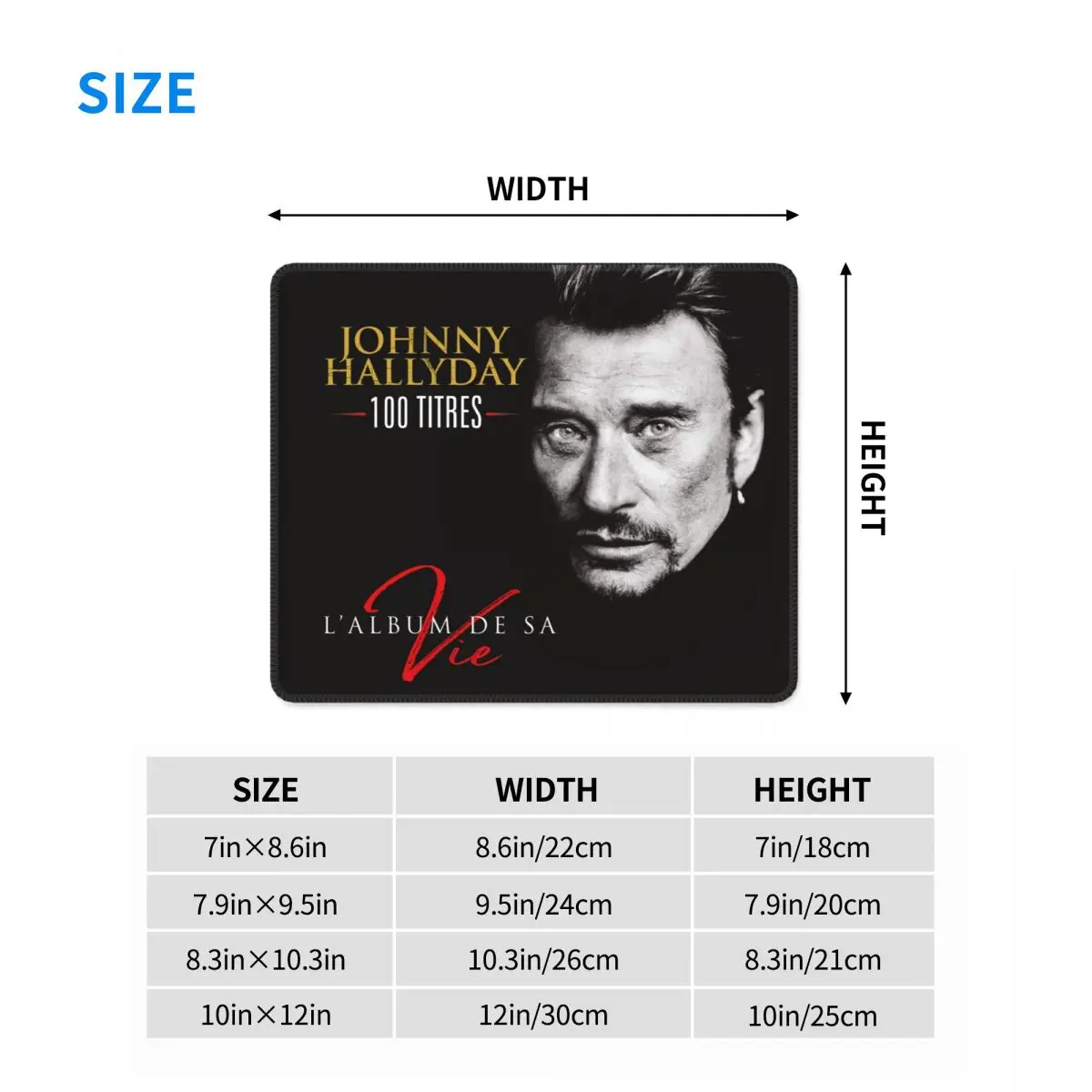 Johnny Hallyday Rock Music Mouse Pad Custom Non-Slip Rubber Base Gaming Mousepad Accessories France Singer Office Desktop Mat