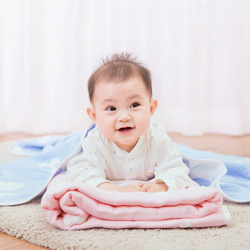 6 طبقات الشاش القطن الشاش منشفة بطانية للأطفال 100% سميكة عالية الجودة منشفة استحمام 110x110 سنتيمتر لمسة ناعمة للأطفال #6