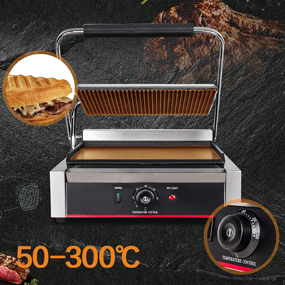 Electric Stripe Grill Commercial Sandwich Hot Plate Cooker Grilled Italian Steak Making Machine Single Stove Bread Maker