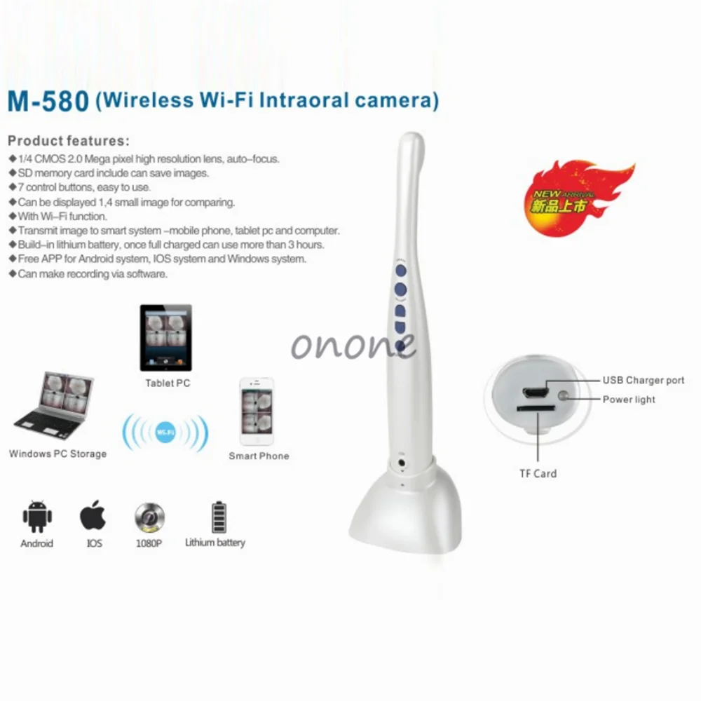 CE Approved M-580 Upgrade 5G WI-FI wireless Intraoral Camera 8.0 mega pixels high resolution intra oral camera