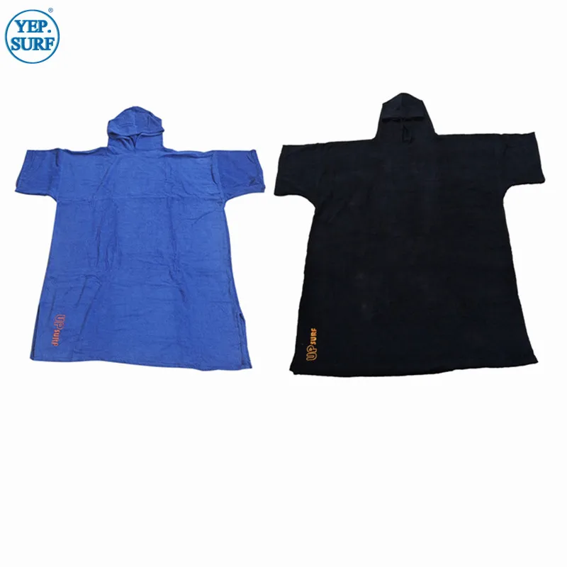 

New Surf poncho Blue/Black Wetsuit Changing Robe Poncho Towel With Hood For Swim, Beach Sports 100% Cotton Oversize Adult