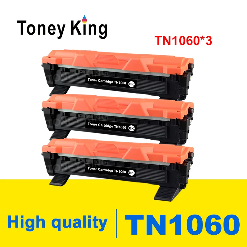 Toney King 3 PCS Toner Cartridge TN1060 TN 1060 Compatible for Brother HL-1110 1112 DCP-1510 1512R MFC-1810 Printer With Chip