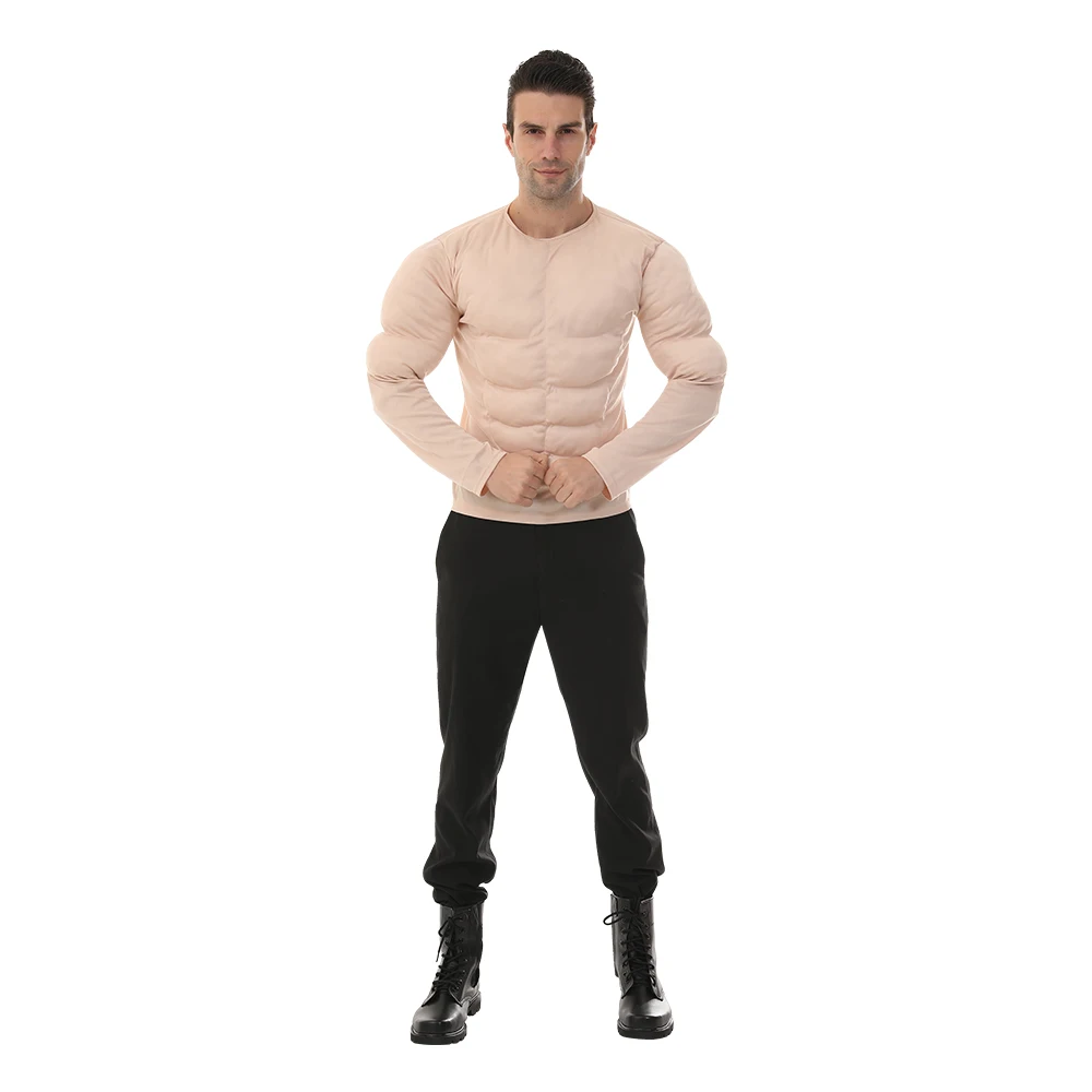 Eraspooky Funny Muscle Man Cosplay Men's Muscle Suit Tunic Halloween Costume For Adult Novelty Christmas Party Fancy Dress