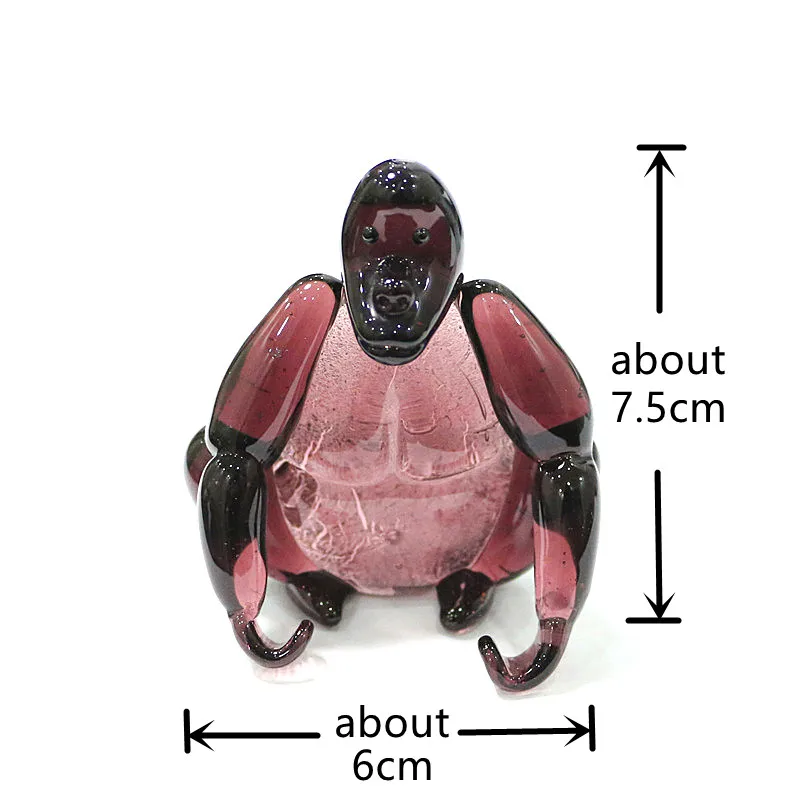 Murano Glass Gorilla Figurine Home Desk Decoration Accessories Silver Foil Craft Cute Animal Ornaments Gifts Collection For Kids