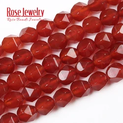 Natural Stone Multi-faceted Red Agates Carnelian Round Loose Beads 8MM Pick Size  for Jewelry Making Bracelet DIY