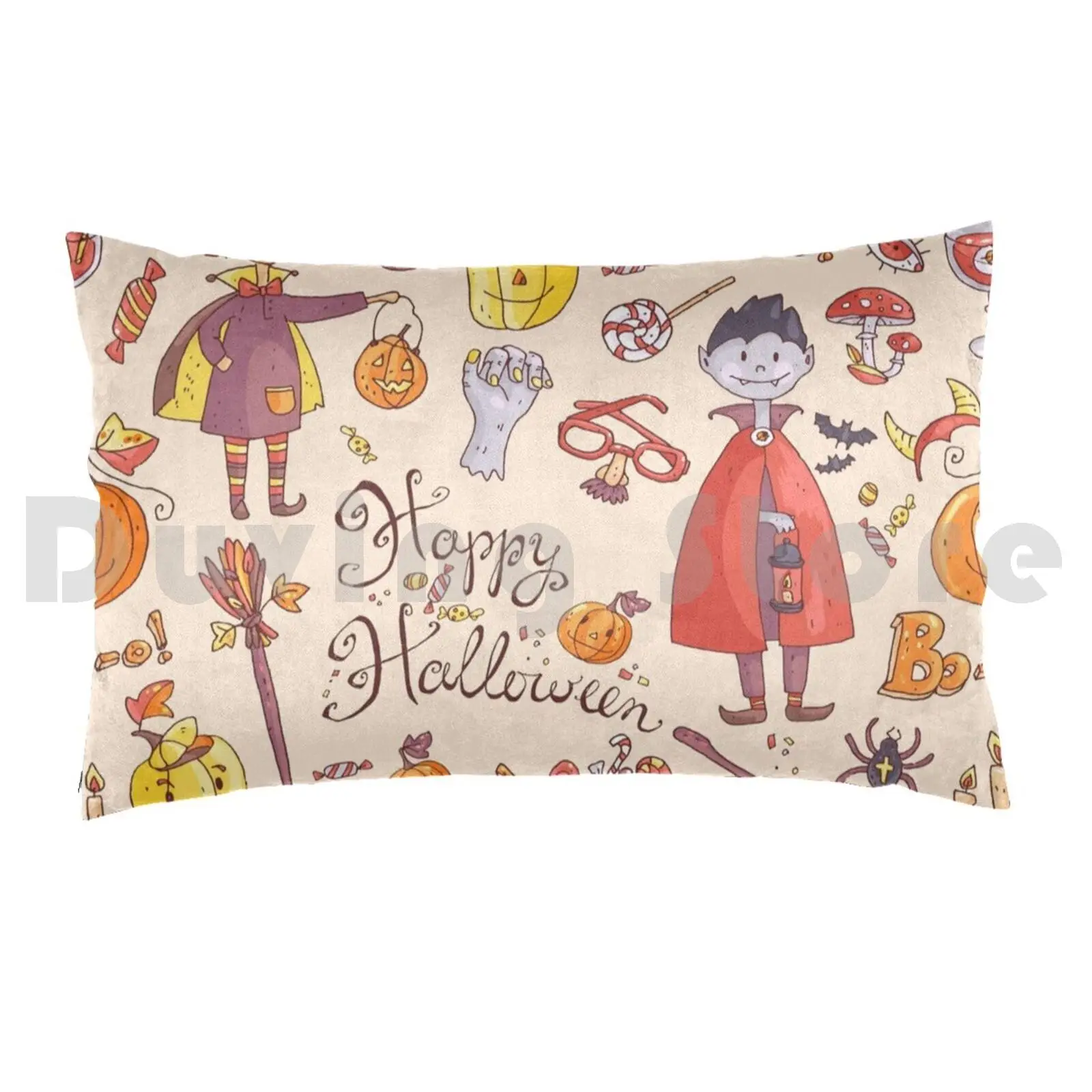 Halloween Characters Vampire , Witch , Pumpkins , Brows Pillow Case DIY 50*70 Halloween Characters Vampire