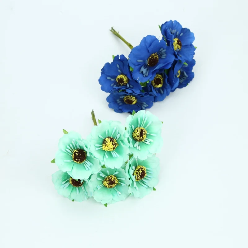 6 Pieces Stamen Artificial Plants Wedding Decorative Flowers Christmas Wreaths Vases for Home Decor Silk Cherry Fake Flowers