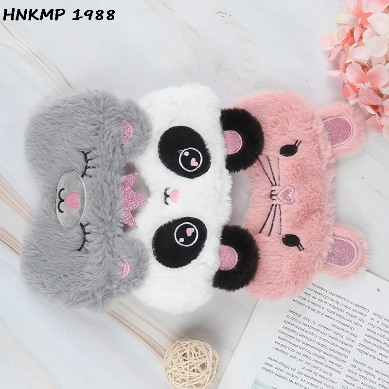 Panda Eye Mask Women Plush Animal Mouse Bear Eye Cover Cute Plush Eye Mask Girl Toy Suitable For Travel Home Party Eyeshade