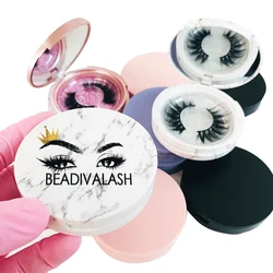 Wholesale Lash Packaging Box Round Lash boxes with Mirror 8-20mm Mink Eyelashes Packaging Box Empty Makeup Beauty