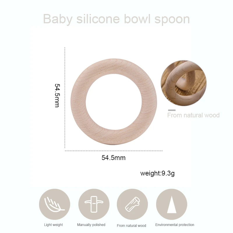 10pcs 40/55mm Baby Teething Rings Natural Wooden Maple Infant Teether Toy DIY Bracelet Accessories Infants Tooth Care Products