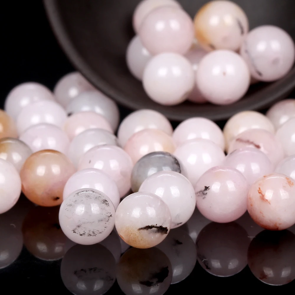 Natural Pink Opal Chalcedony Stone Beads Round Loose Spacer Beads For Jewelry Making DIY Bracelet Handmade 4/6/8/10mm