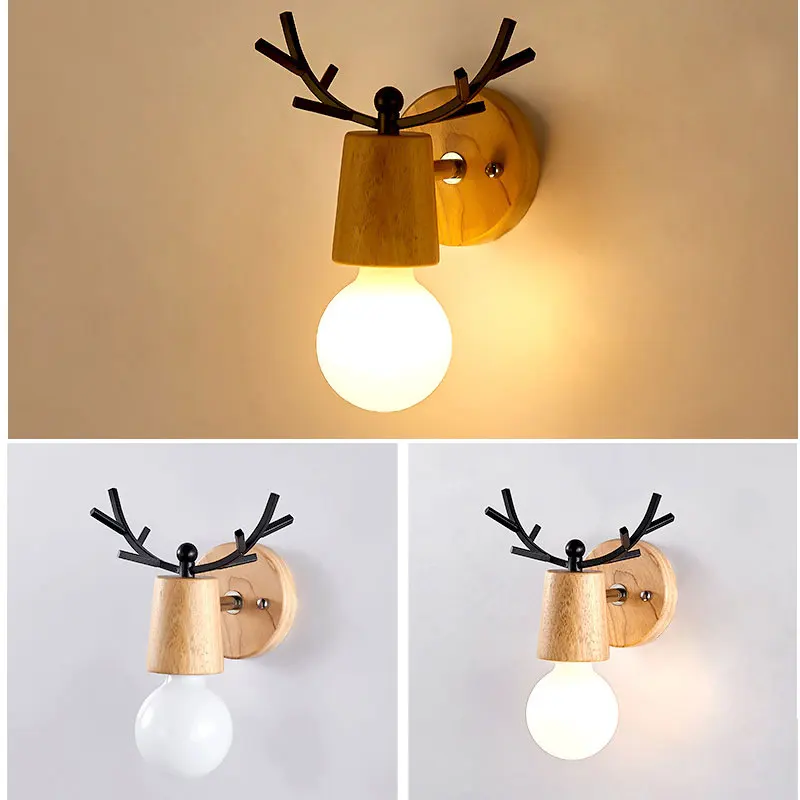 nordico antler lampada de parede moderna veado led arandela quarto cabeceira luzes parede para decoracao casa espelho luz loft industrial 01