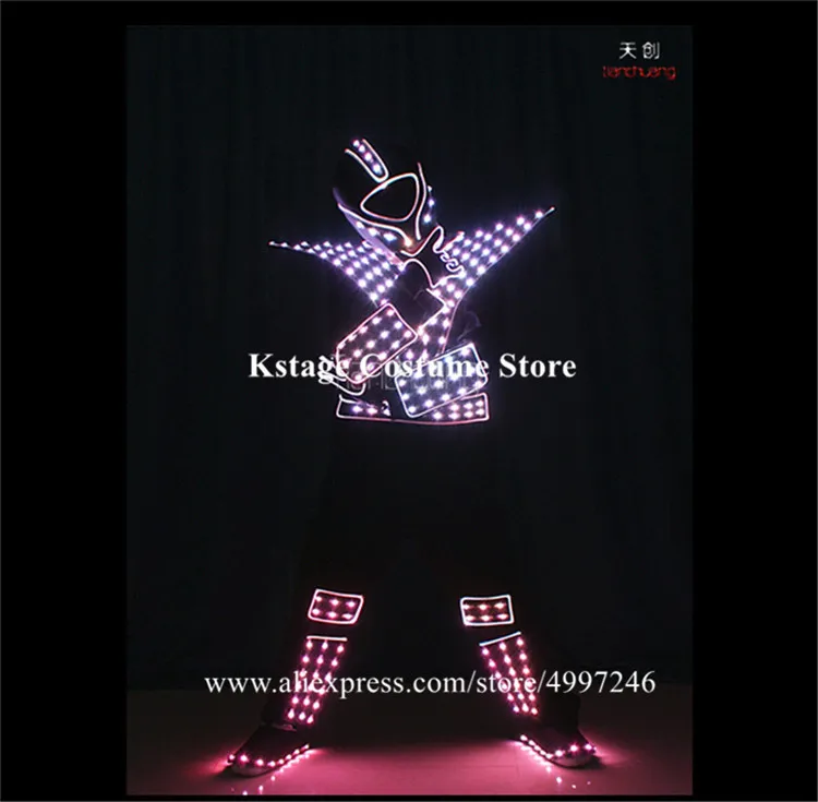 Programmable full color led robot suit stage dance costume tron RGB lighted luminous outfit team wears cosplay dress vest disco