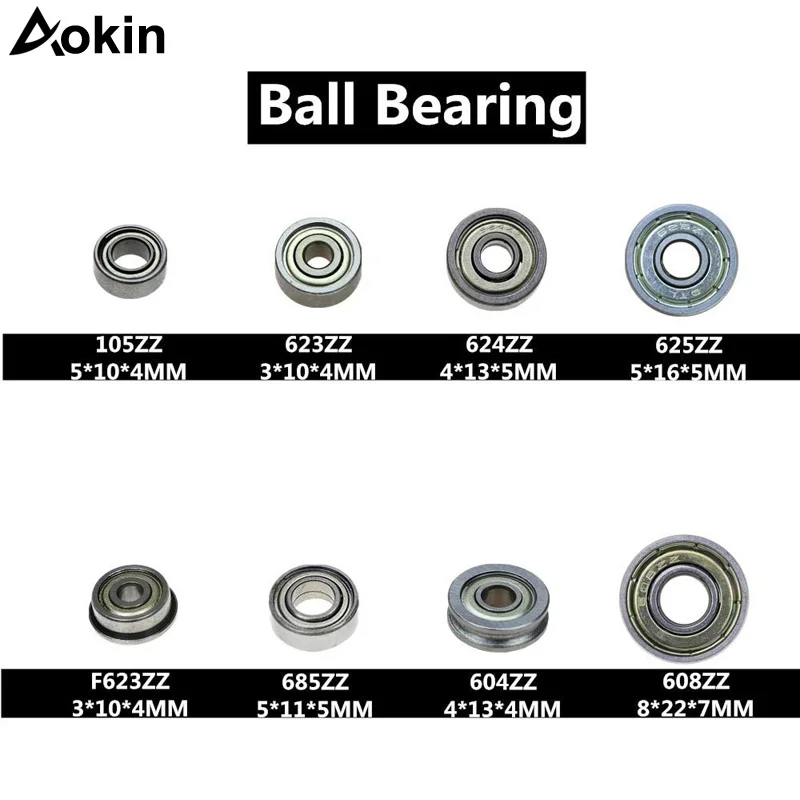 10pcs 608ZZ 105ZZ 623ZZ 624ZZ 625ZZ 685ZZ F623ZZ 604ZZ Double Shielded Miniature High-carbon Steel Single Row Ball Bearing