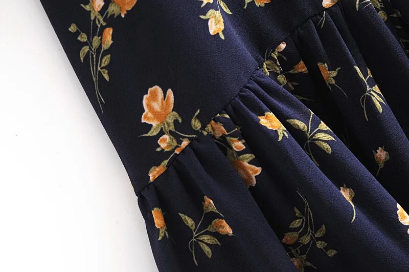 Vintage francuski kwiatowy Print bandaż Spaghetti pasek Ruffles Hem Midi sukienka Retro kobiety krawat łuk sukienki na ramiączkach wakacje