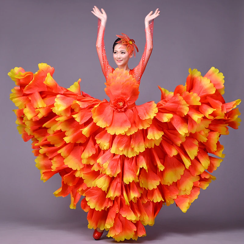 big swing skirt female adult flower costume New opening dance dress stage dance dresses female