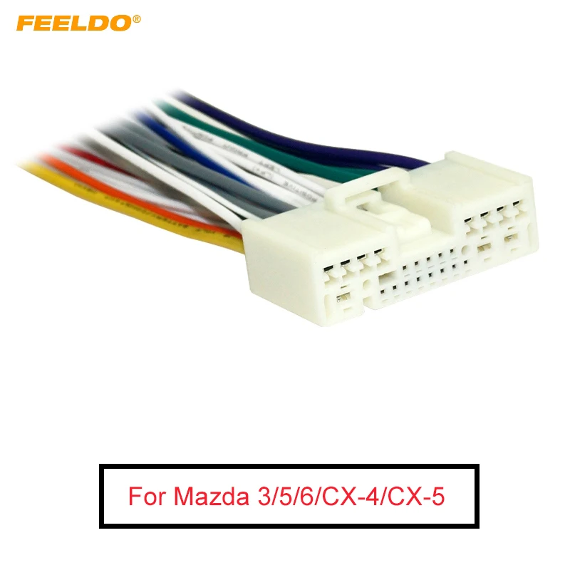 

FEELDO Car Audio Radio 24Pin Male Wiring Harness Adapter for Mazda 3/5/6/CX-4/CX-5 Aftermarket Audio Stereo Wire Plug Cable