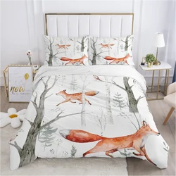 Luxury Bedding set King Queen Duvet cover set Pillow case 50x75 50x80 Bed linens 240x220 240x260 Nordic Bedclothes Fox