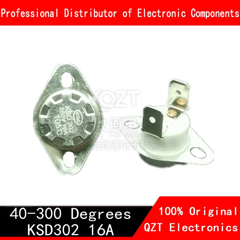 5PCS KSD302 250V 16A Normal Closed Open Temperature Switch Thermal Control 40C 50C 70C 80C 90C 100C 130C 180C 300C Centigrade