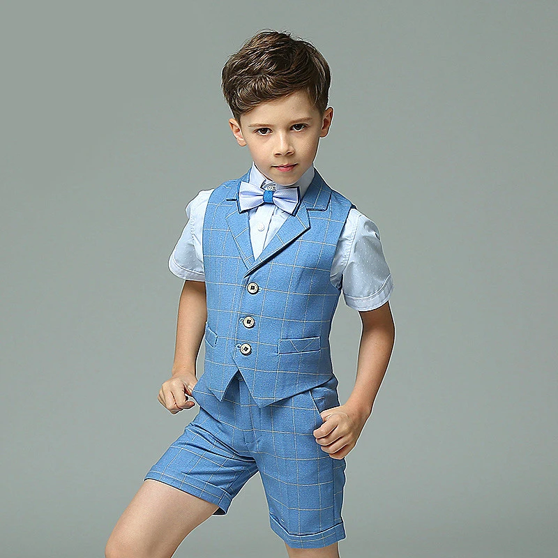 

2021 Gentleman kids ceremony costumes school uniform With Shirt Spring flowers boys formal wedding suit campus student dress