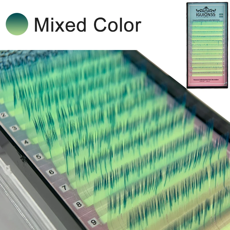 IGUIONSS 다채로운 개별 밍크 부드러운 속눈썹 L LU M/LC LD 컬 속눈썹 자연 확장 개별 속눈썹 공급 타원