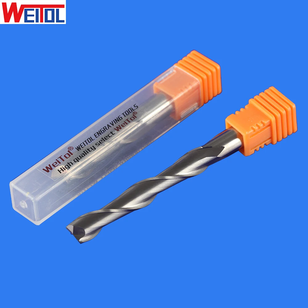 Weitol fresa de moagem espiral, 1 peça 8mm 10mm 12mm 5a duas flautas