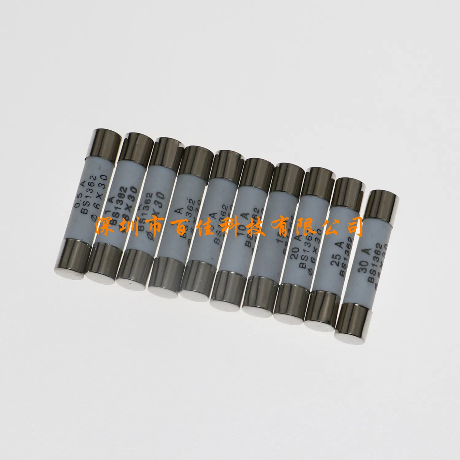 50Pcs 10 specifications ceramic fuse wire box 6x30mm 0.5A~30A mixed fuse set