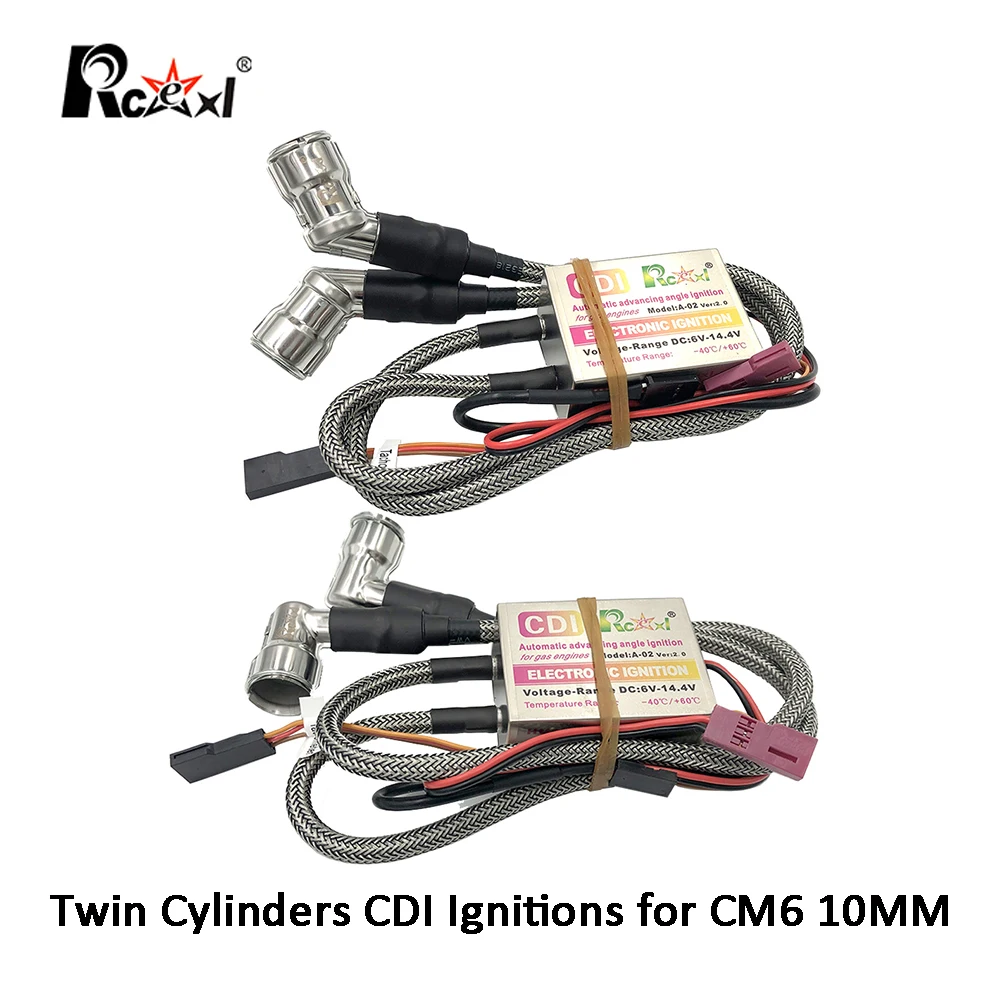 Rcexl Twin Cylinders CDI Ignitions for CM6 10MM 90 or 120 Degree DLE111 Compatible