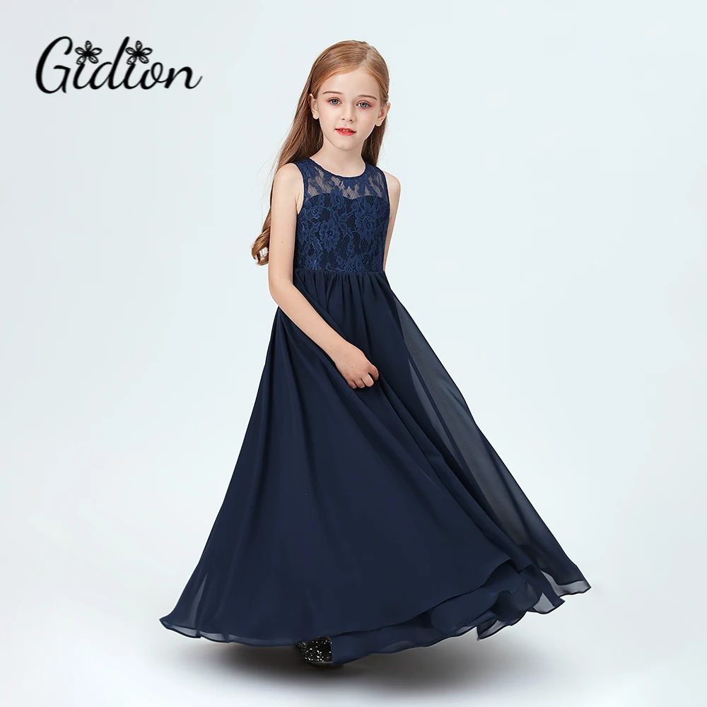 Illusion Top Chiffon Junior Bridesmaid Dress For Children Birthday Evening Party Banquet Wedding Ceremony Event Ball Pageant