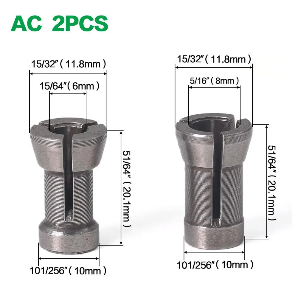 1pc 3PCS Set collets 6.35mm 8mm 6mm collet chuck Engraving Trimming machine Electr