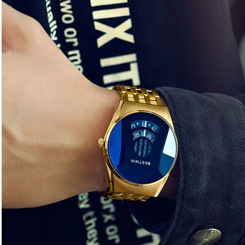 Reloj de cuarzo para hombre, cronógrafo informal con espejo azul, diseño de coche deportivo, tendencia para estudiantes, resistente al agua, regalos, nuevo