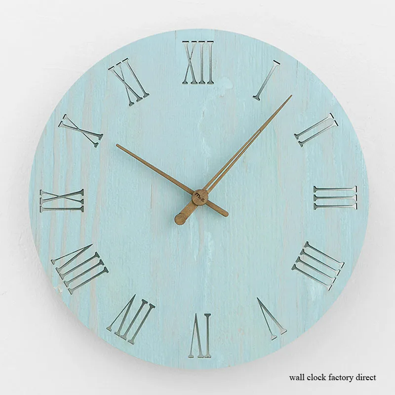 

Attractive Designs Roman Numeral Dial Silent Wooden Wall Clock Art Quartz Home Club Cafe Bar Office Decor Clocks Easy to Hang