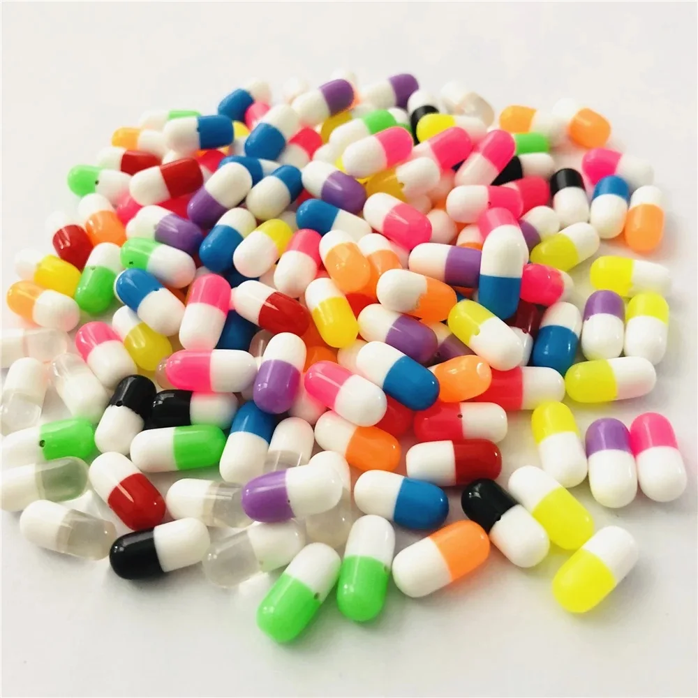 50pcs 12x6mm Half Hole Pill Resin Beads For Earring Jewelry Making Loose Spacer Capsule Shape DIY Beads Hot Sale